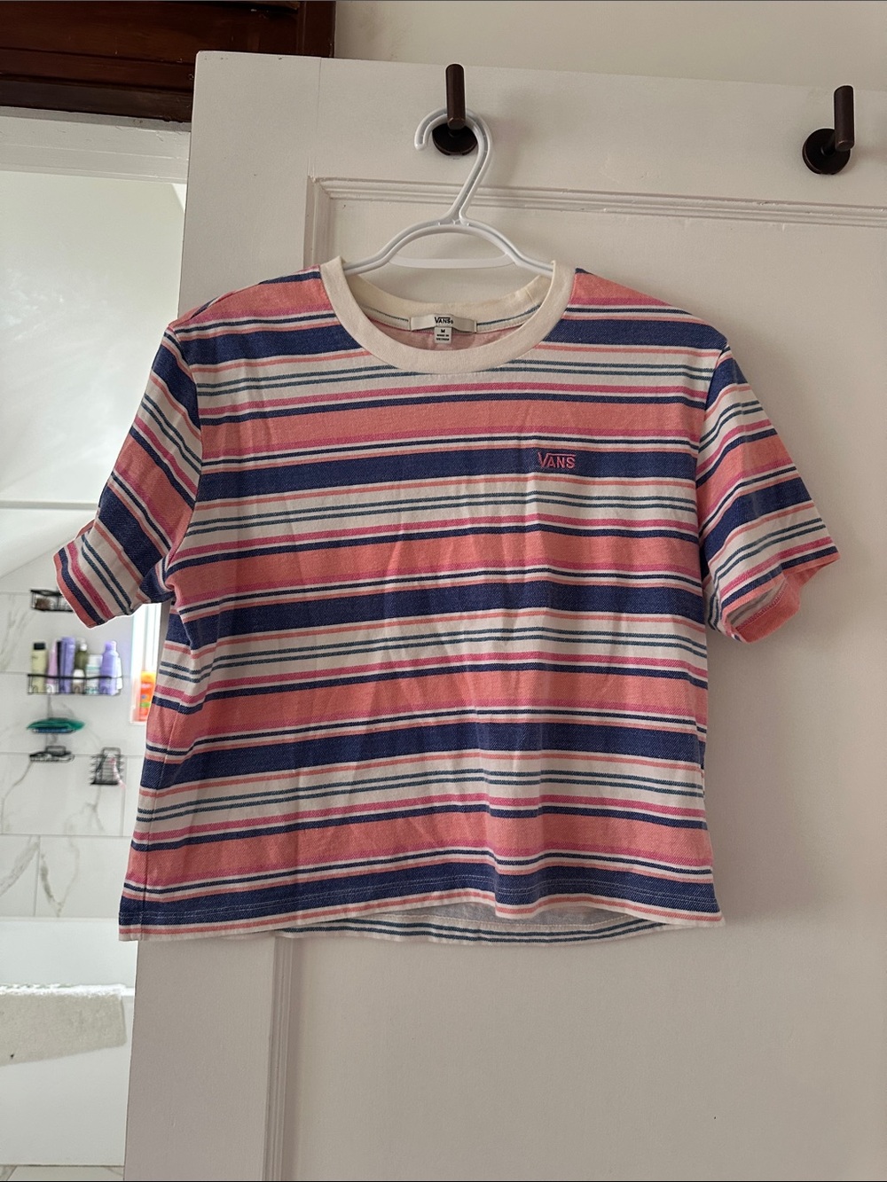 Vans Pink, Blue & White Striped Tee